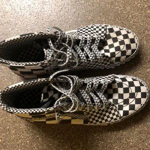 Over Checkerboard Black & White Skate Shoes
